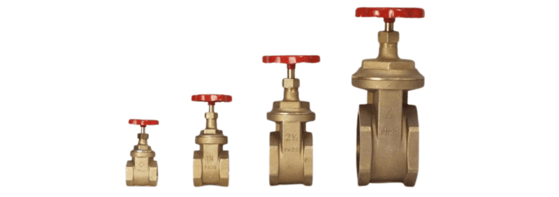 Brass gate valves with handwheel.